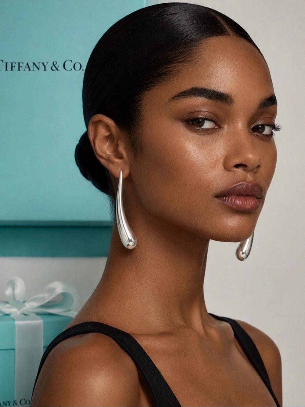 RARE! Tiffany & Co Elsa Peretti Large (56mm) Teardrop Earrings Sterling Silver